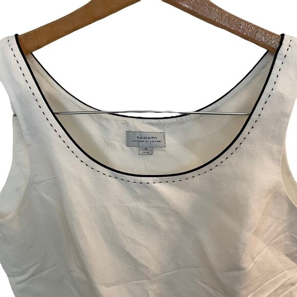 Tahari White Blazer Jacket With White Sleeveless Top Linen Women Size 4 - Picture 7 of 12